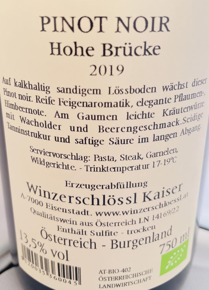 19 Pinot Noir 'Hohe Brücke' Weingut Kaiser