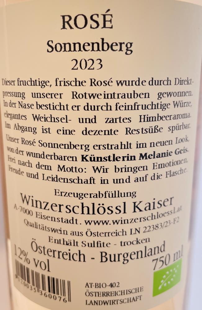 23 Rosé Ried Sonnenberg BIO Weingut Kaiser