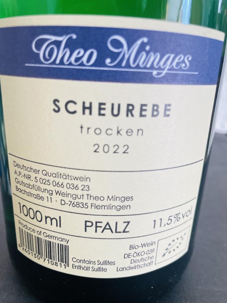 22 Scheurebe QbA trocken Weing. Theo Minges BIO